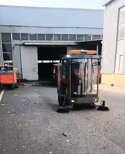 Non-slip floor cleaning in busy mall